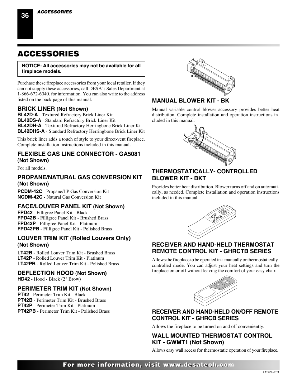 Accessories | Desa (V)K42P SERIES User Manual | Page 36 / 40