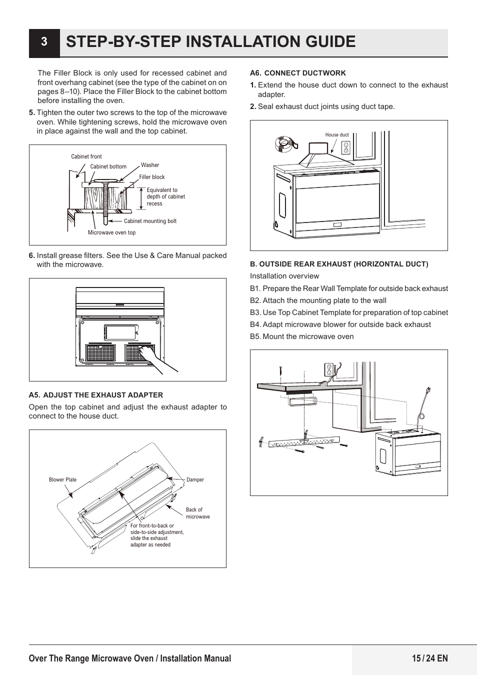 Step-by-step installation guide | Beko 24 Inch Built-In Microwave Installation Instructions User Manual | Page 15 / 44