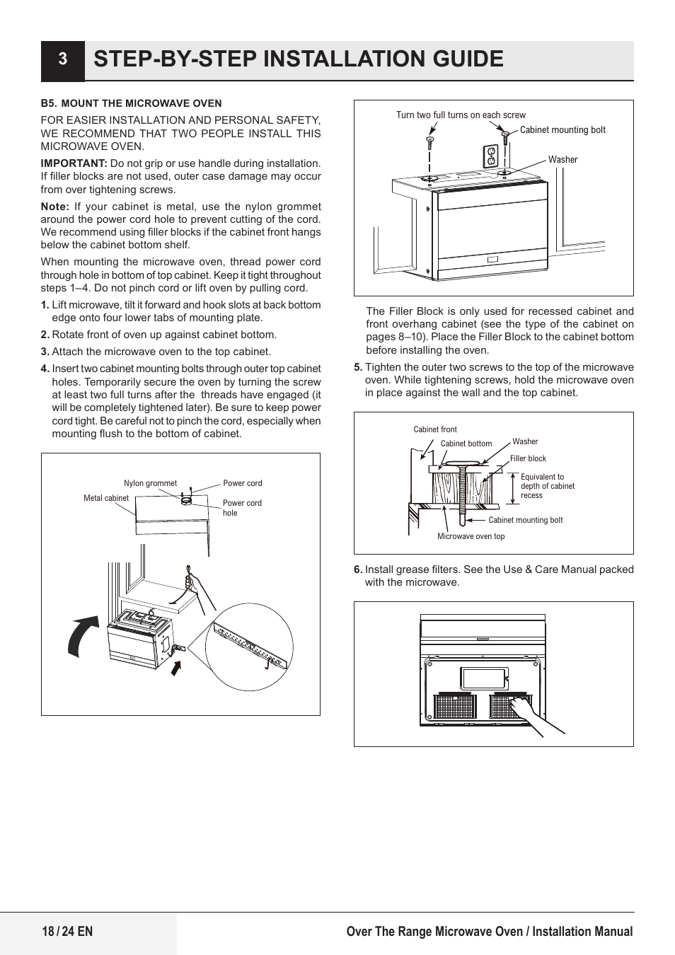 Step-by-step installation guide | Beko 24 Inch Built-In Microwave Installation Instructions User Manual | Page 18 / 44