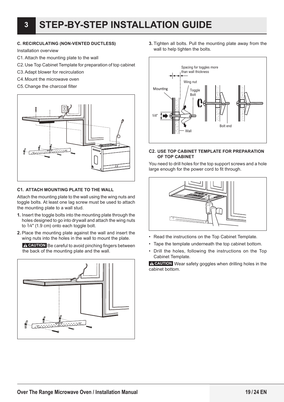 Step-by-step installation guide | Beko 24 Inch Built-In Microwave Installation Instructions User Manual | Page 19 / 44