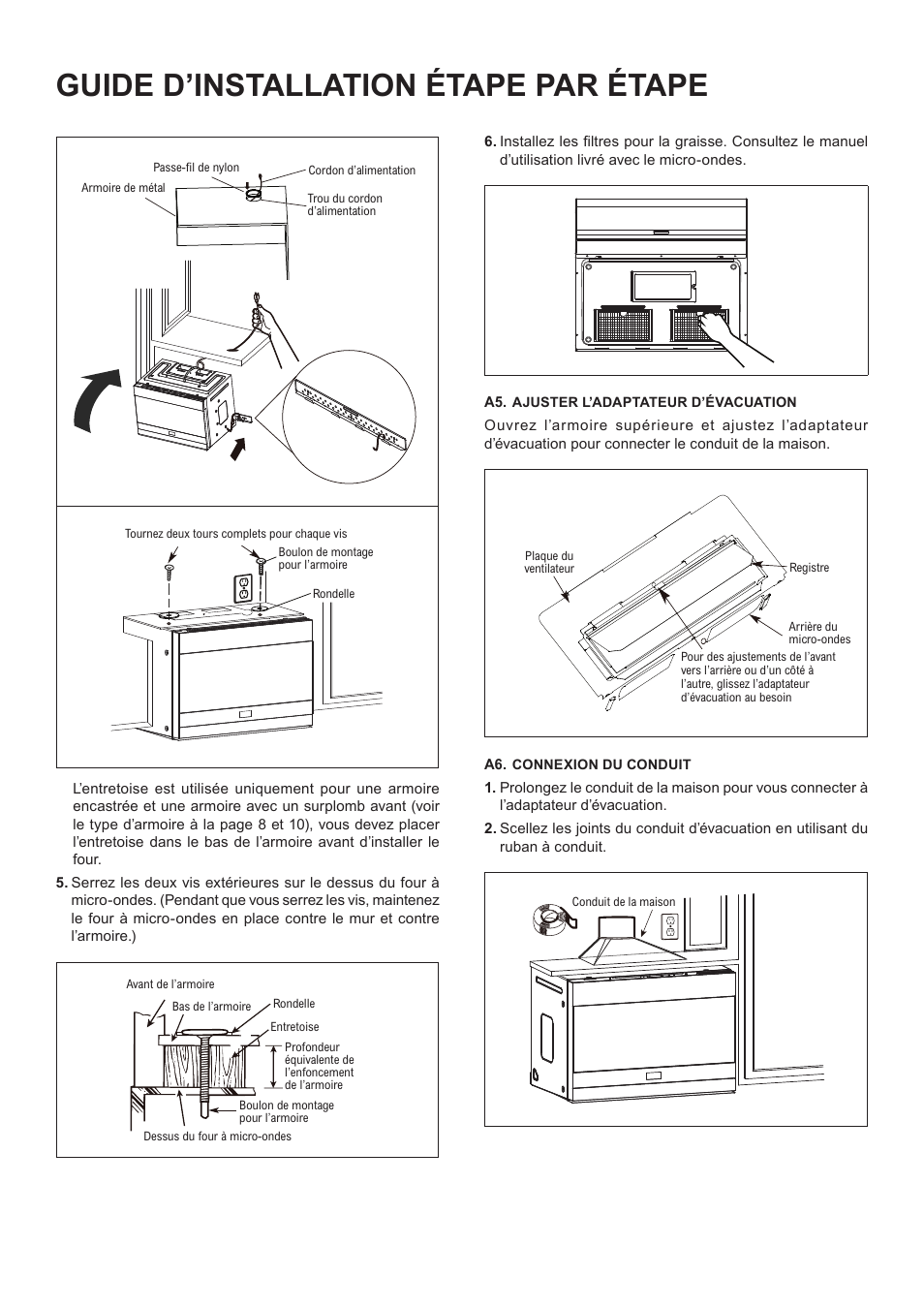 Guide d’installation étape par étape | Beko 24 Inch Built-In Microwave Installation Instructions User Manual | Page 36 / 44