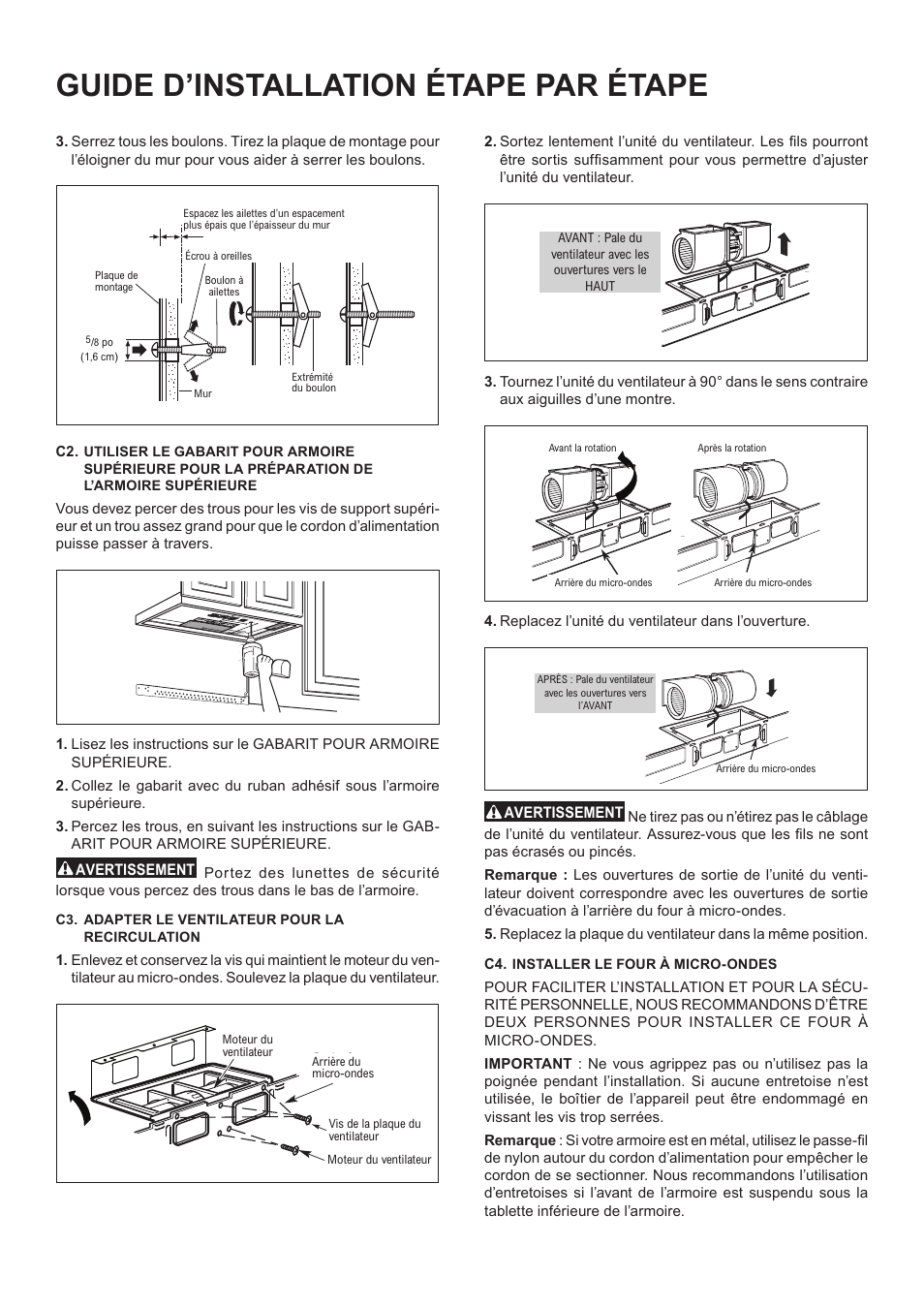 Guide d’installation étape par étape | Beko 24 Inch Built-In Microwave Installation Instructions User Manual | Page 41 / 44