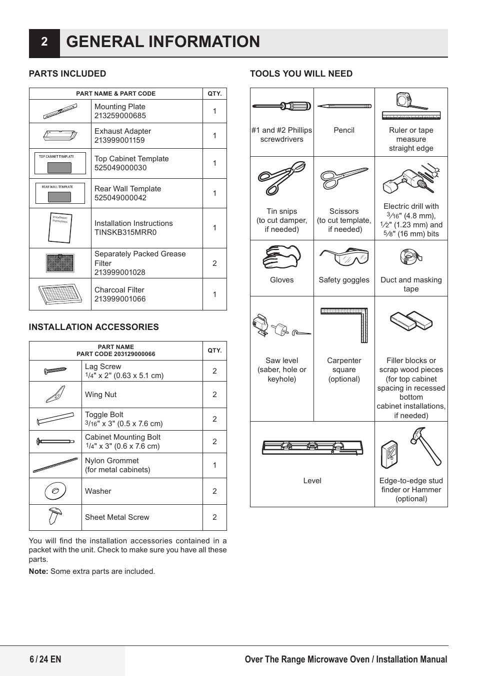 General information | Beko 24 Inch Built-In Microwave Installation Instructions User Manual | Page 6 / 44