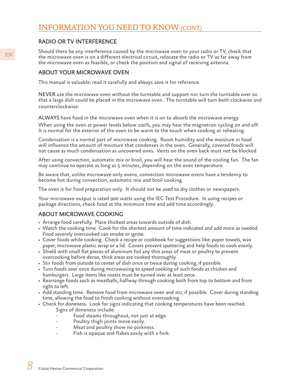 Information you need to know | Hestan 24 Inch Countertop Convection Microwave Oven Use and Care Manual User Manual | Page 10 / 84
