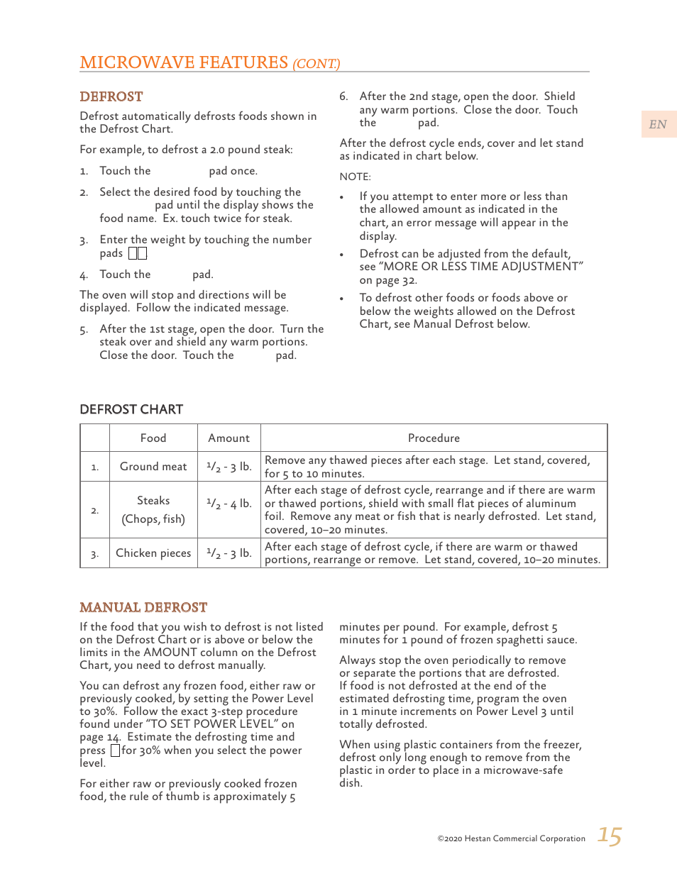 Microwave features | Hestan 24 Inch Countertop Convection Microwave Oven Use and Care Manual User Manual | Page 17 / 84