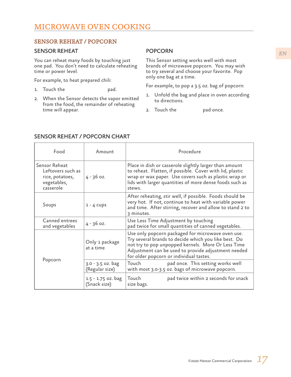 Microwave oven cooking | Hestan 24 Inch Countertop Convection Microwave Oven Use and Care Manual User Manual | Page 19 / 84