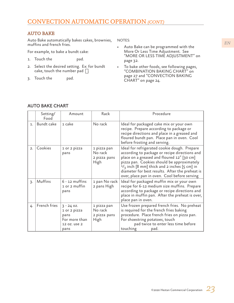 Convection automatic operation | Hestan 24 Inch Countertop Convection Microwave Oven Use and Care Manual User Manual | Page 25 / 84