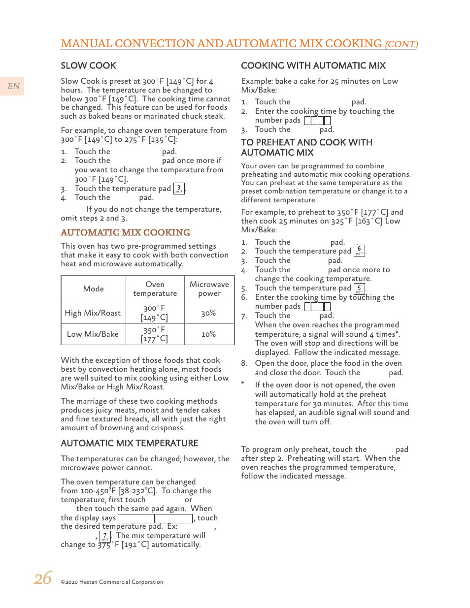 Manual convection and automatic mix cooking | Hestan 24 Inch Countertop Convection Microwave Oven Use and Care Manual User Manual | Page 28 / 84