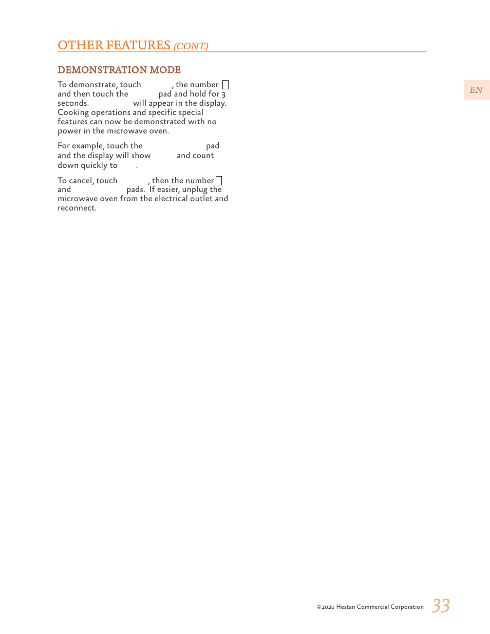 Other features | Hestan 24 Inch Countertop Convection Microwave Oven Use and Care Manual User Manual | Page 35 / 84
