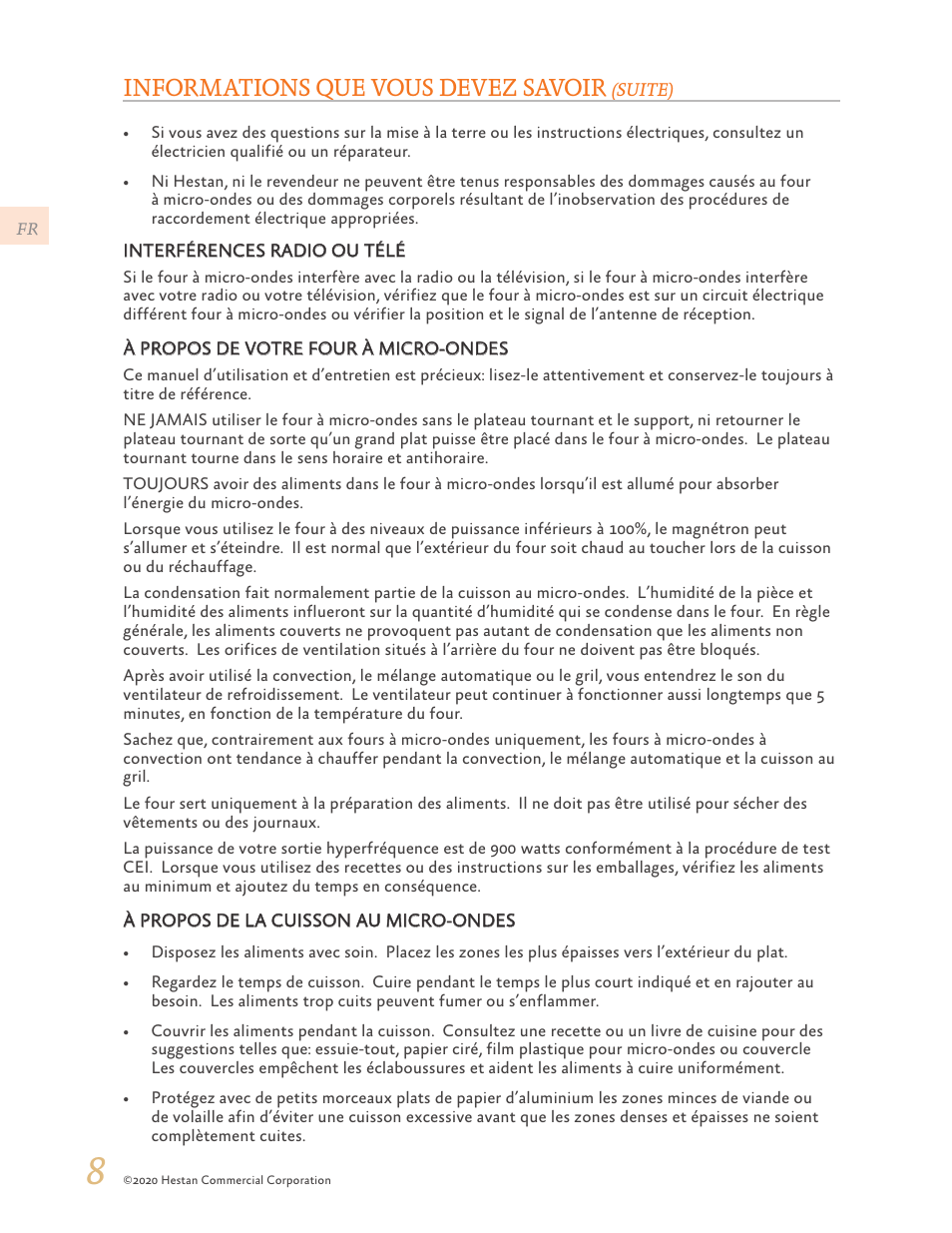Informations que vous devez savoir | Hestan 24 Inch Countertop Convection Microwave Oven Use and Care Manual User Manual | Page 50 / 84