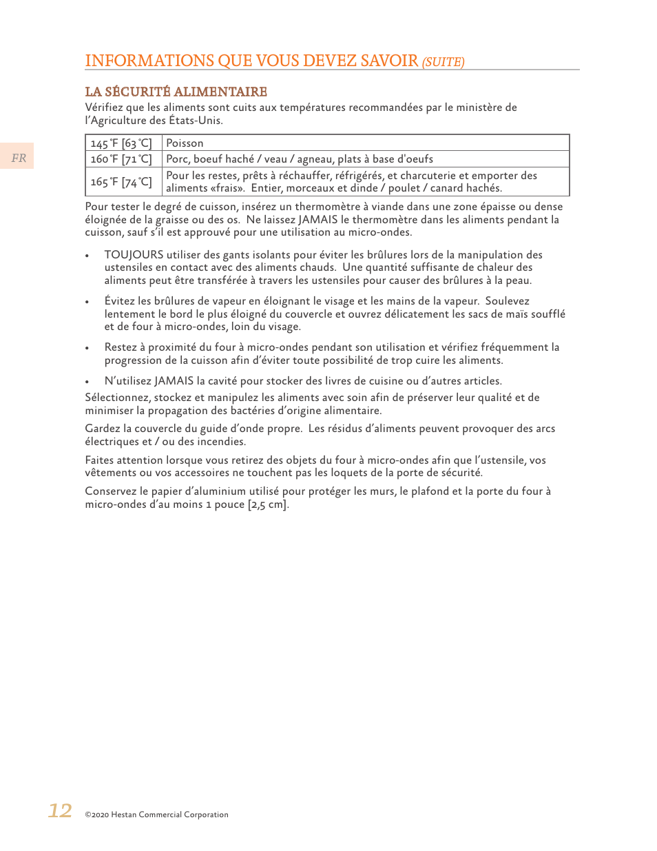 Informations que vous devez savoir | Hestan 24 Inch Countertop Convection Microwave Oven Use and Care Manual User Manual | Page 54 / 84
