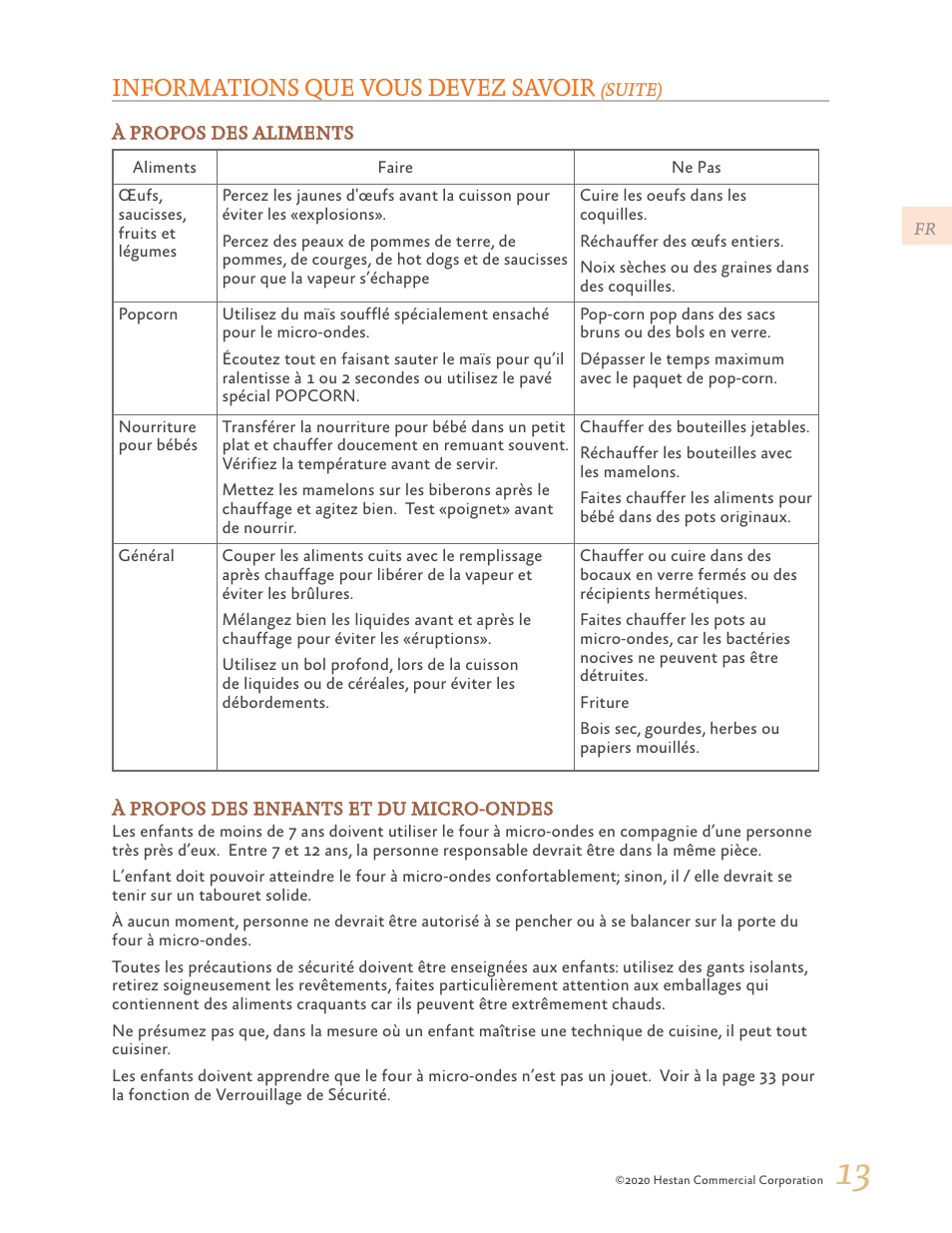 Informations que vous devez savoir | Hestan 24 Inch Countertop Convection Microwave Oven Use and Care Manual User Manual | Page 55 / 84