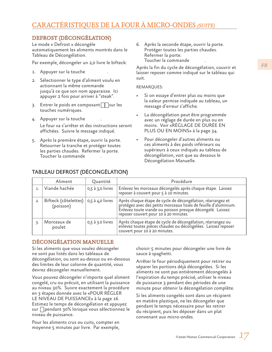 Caractéristiques de la four à micro-ondes | Hestan 24 Inch Countertop Convection Microwave Oven Use and Care Manual User Manual | Page 59 / 84