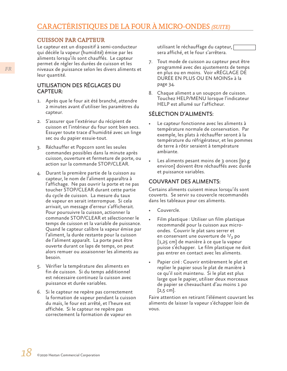 Caractéristiques de la four à micro-ondes | Hestan 24 Inch Countertop Convection Microwave Oven Use and Care Manual User Manual | Page 60 / 84