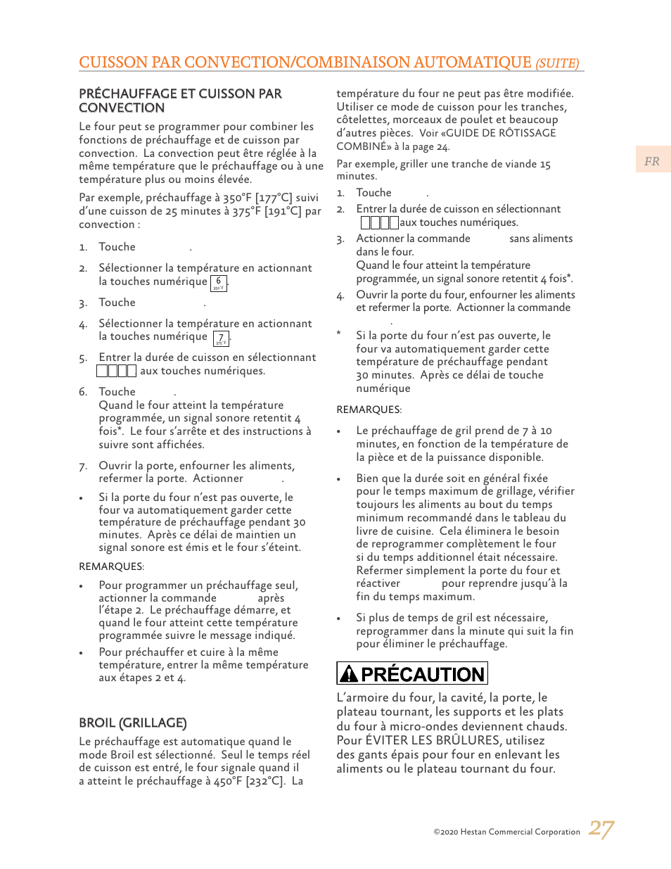 Cuisson par convection/combinaison automatique | Hestan 24 Inch Countertop Convection Microwave Oven Use and Care Manual User Manual | Page 69 / 84