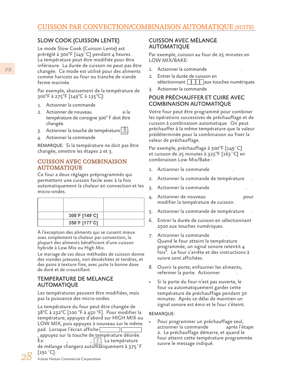 Cuisson par convection/combinaison automatique | Hestan 24 Inch Countertop Convection Microwave Oven Use and Care Manual User Manual | Page 70 / 84