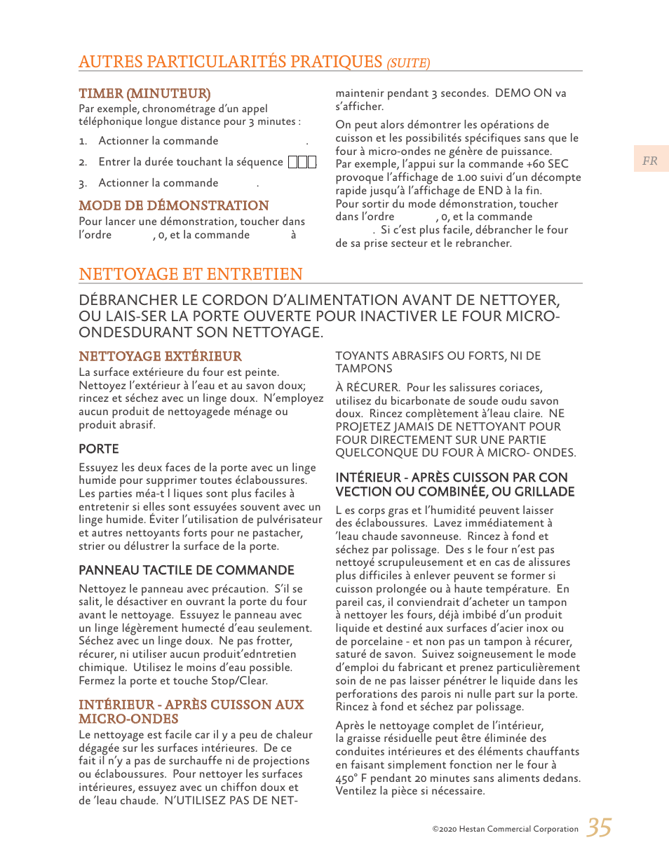 Nettoyage et entretien, Autres particularités pratiques | Hestan 24 Inch Countertop Convection Microwave Oven Use and Care Manual User Manual | Page 77 / 84