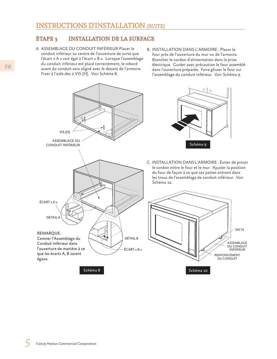 Instructions d'installation, Étape 3 installation de la surface, Suite) | Hestan 24 Inch Countertop Convection Microwave Oven Installation Manual User Manual | Page 14 / 16