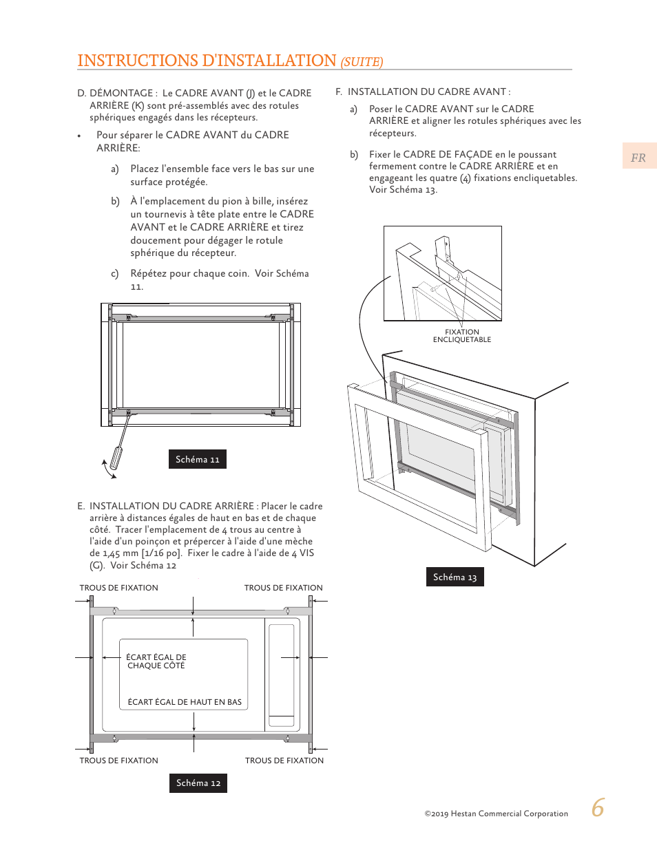 Instructions d'installation, Suite) | Hestan 24 Inch Countertop Convection Microwave Oven Installation Manual User Manual | Page 15 / 16