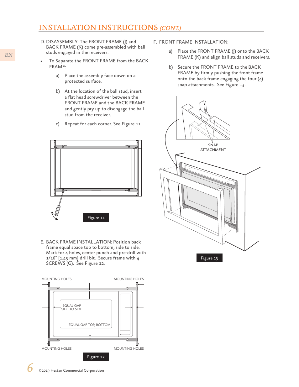 Installation instructions | Hestan 24 Inch Countertop Convection Microwave Oven Installation Manual User Manual | Page 8 / 16