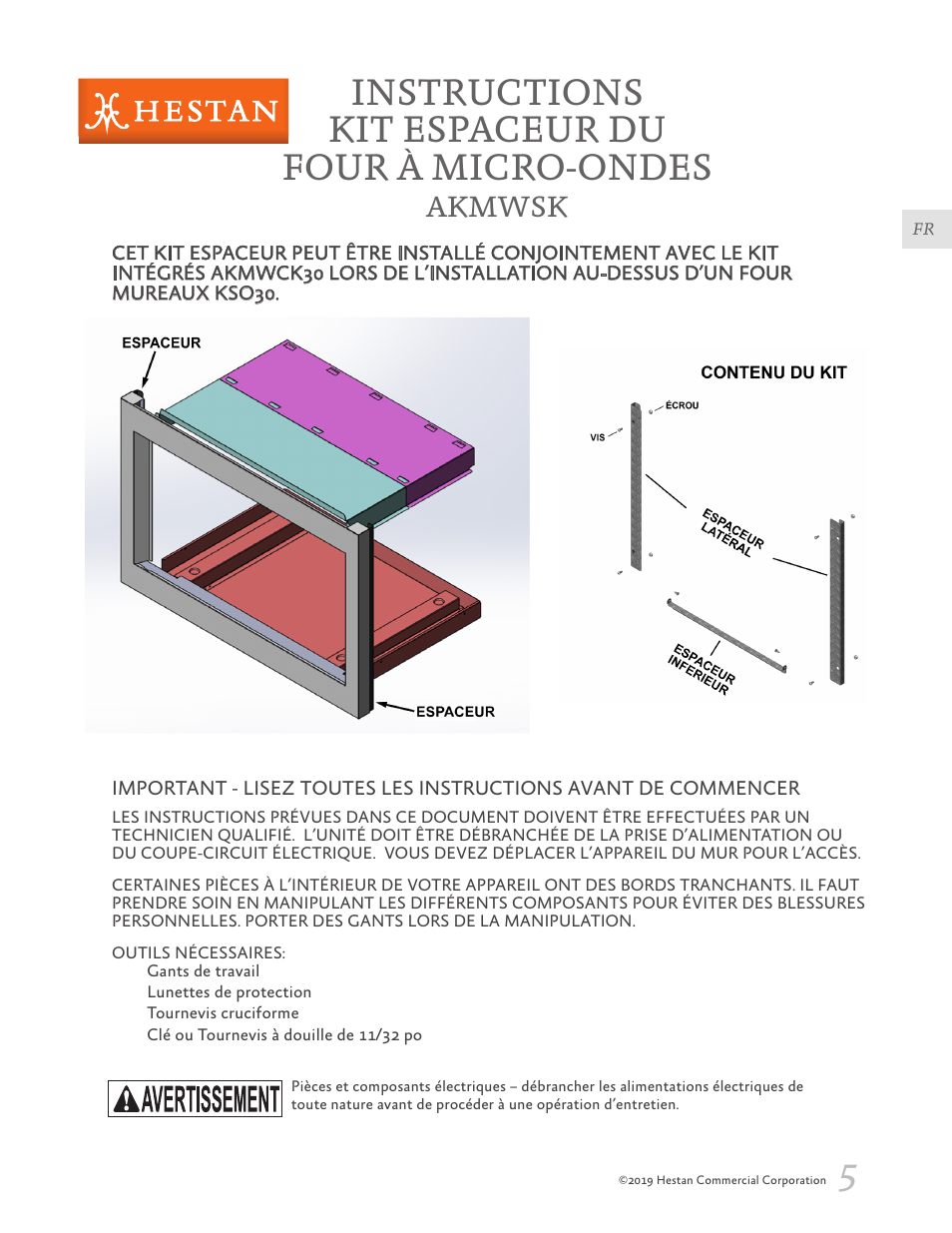 Instructions kit espaceur du four à micro-ondes, Akmwsk | Hestan 24 Inch Countertop Convection Microwave Oven Trim Installation User Manual | Page 5 / 8