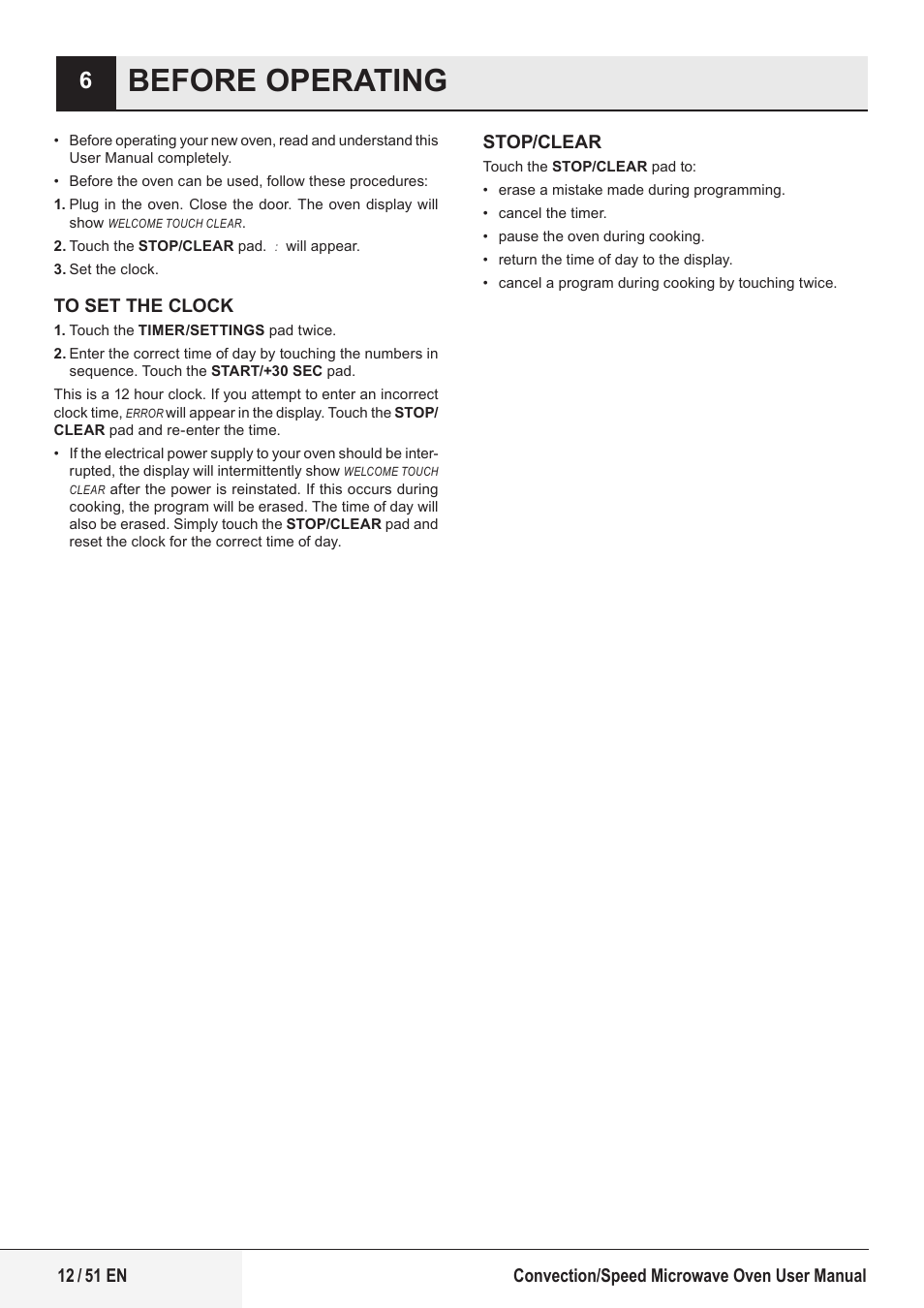 Before operating | Beko 1.6 cu. ft. Built-in Microwave Oven Owners Guide User Manual | Page 12 / 52