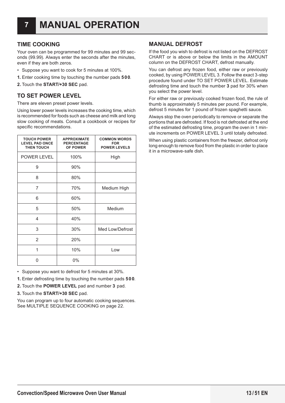 Manual operation | Beko 1.6 cu. ft. Built-in Microwave Oven Owners Guide User Manual | Page 13 / 52