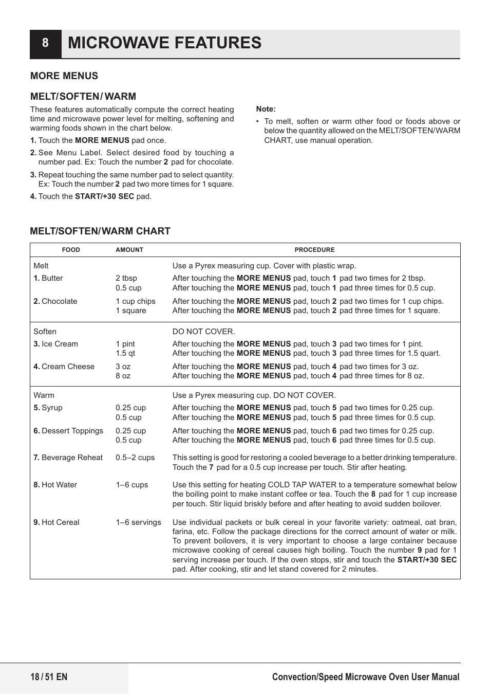 Microwave features | Beko 1.6 cu. ft. Built-in Microwave Oven Owners Guide User Manual | Page 18 / 52