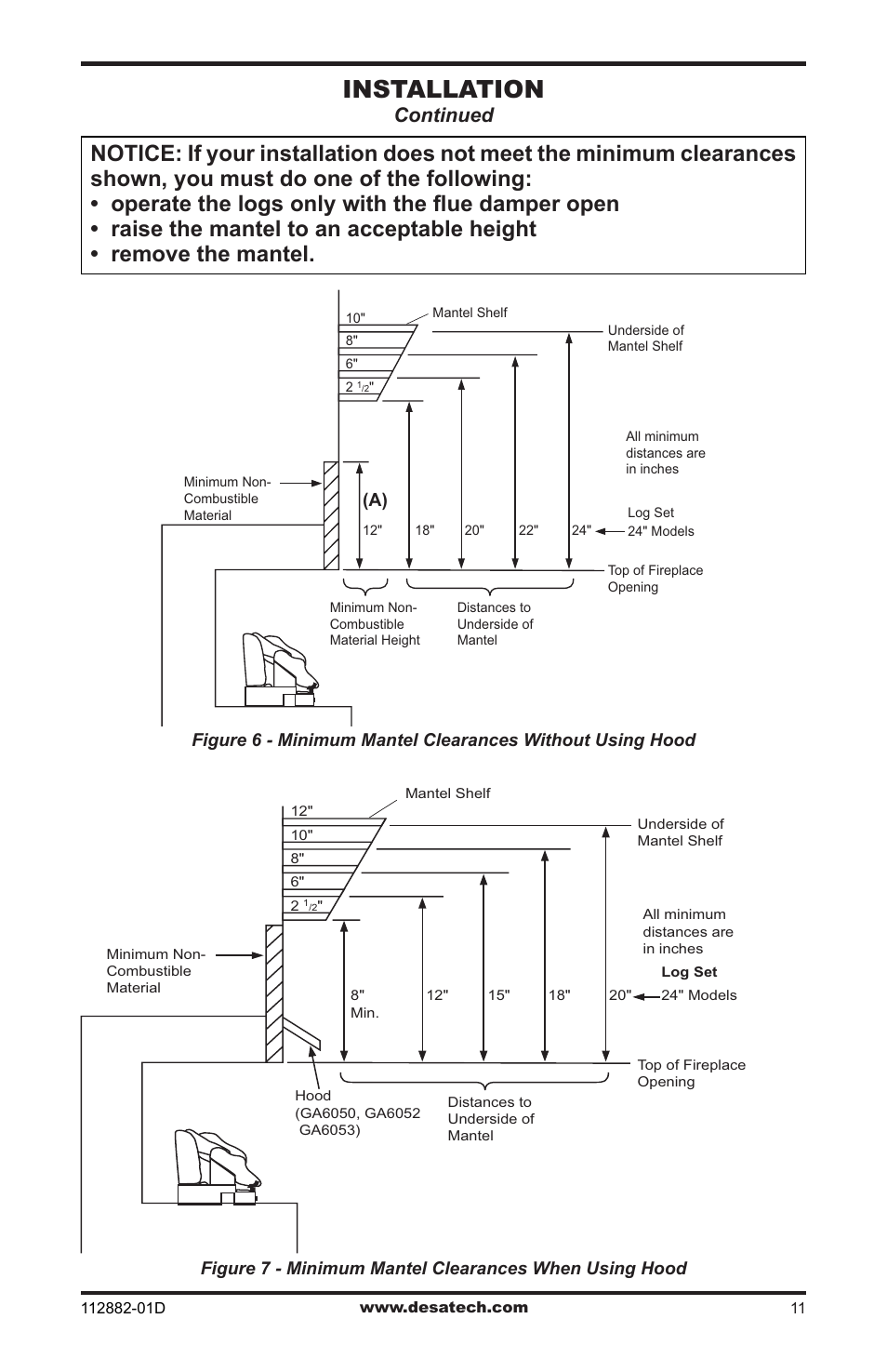 Installation, Continued | Desa VGL18NRA User Manual | Page 11 / 32