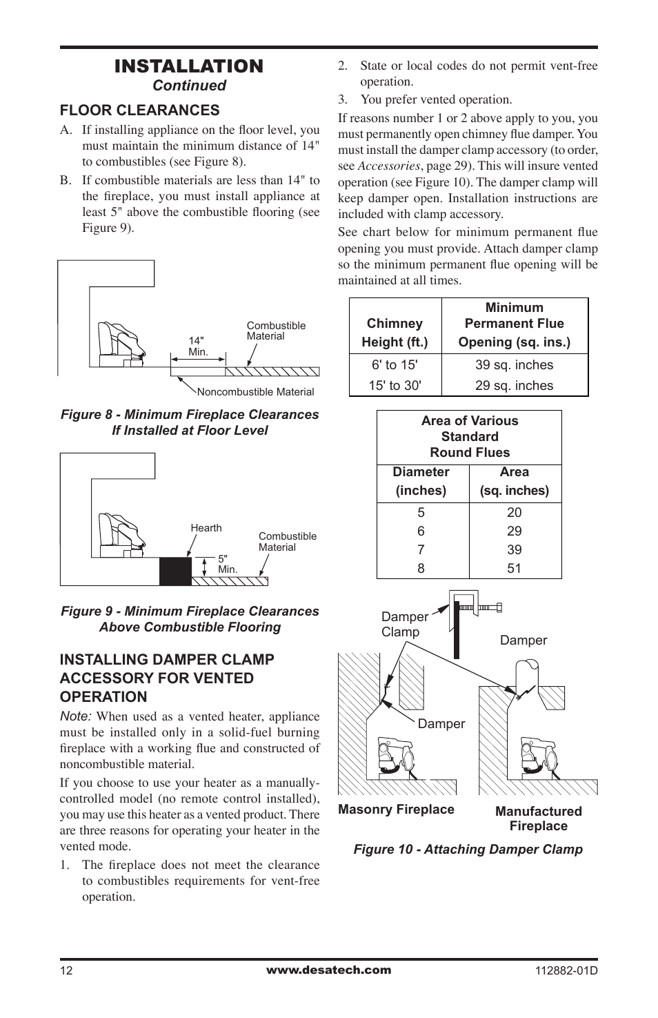 Installation | Desa VGL18NRA User Manual | Page 12 / 32