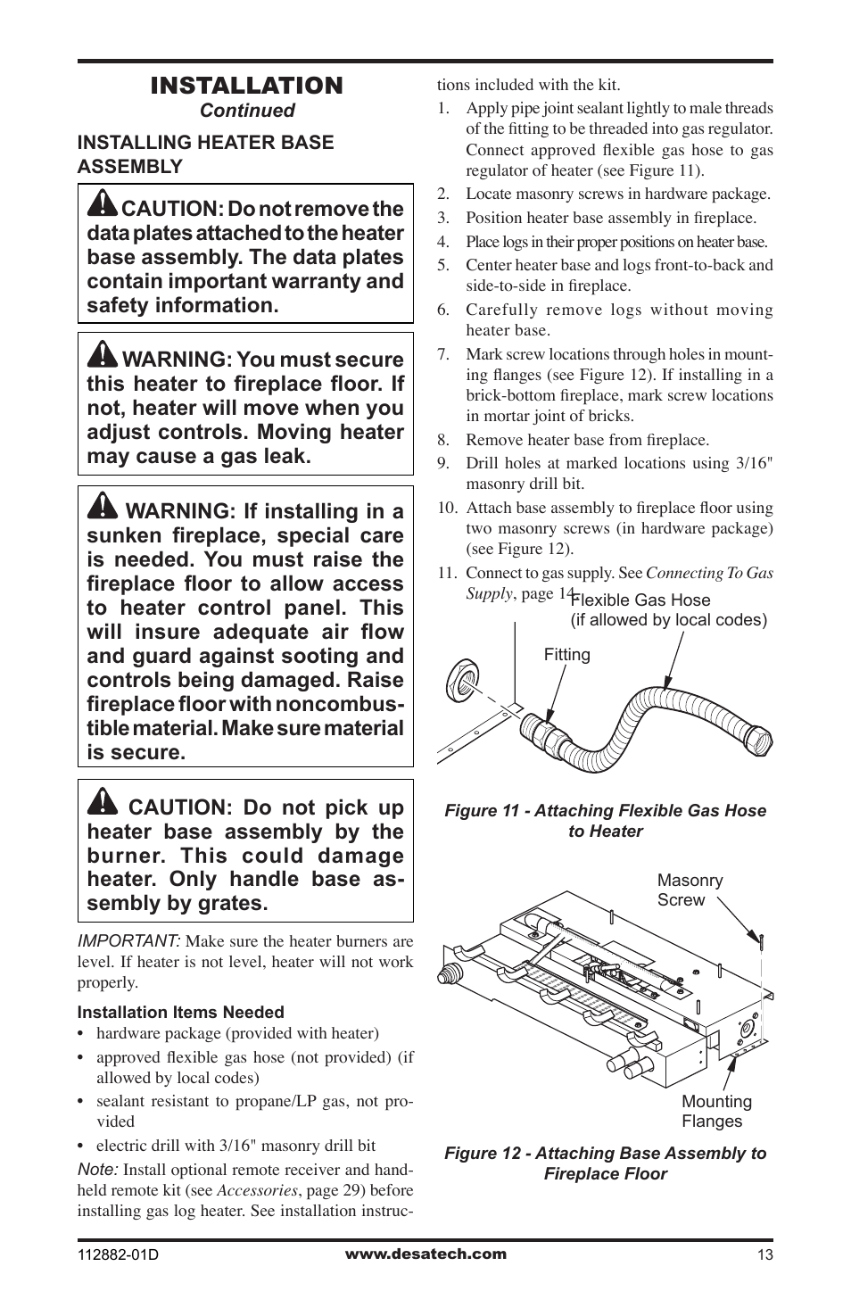 Installation | Desa VGL18NRA User Manual | Page 13 / 32