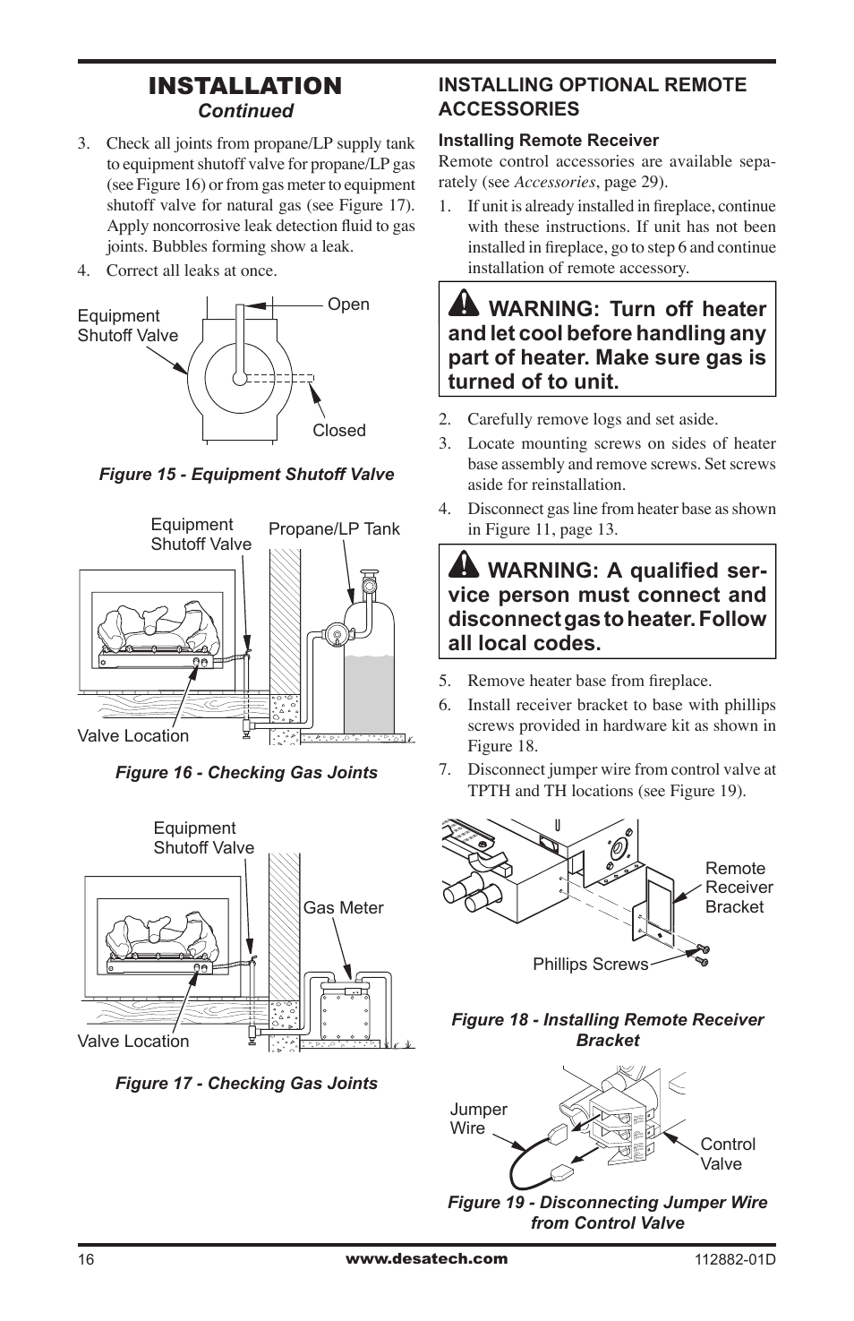 Installation | Desa VGL18NRA User Manual | Page 16 / 32