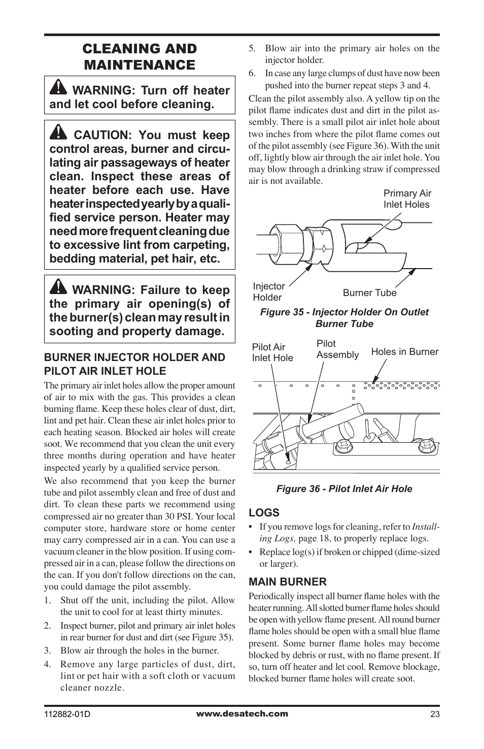 Cleaning and maintenance | Desa VGL18NRA User Manual | Page 23 / 32