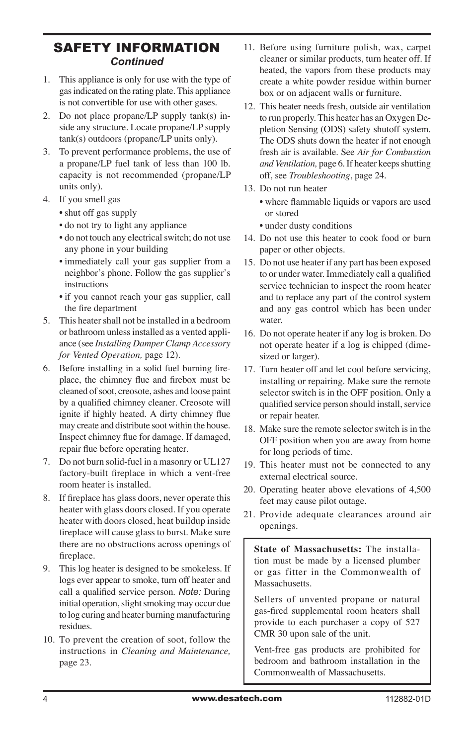 Safety information | Desa VGL18NRA User Manual | Page 4 / 32