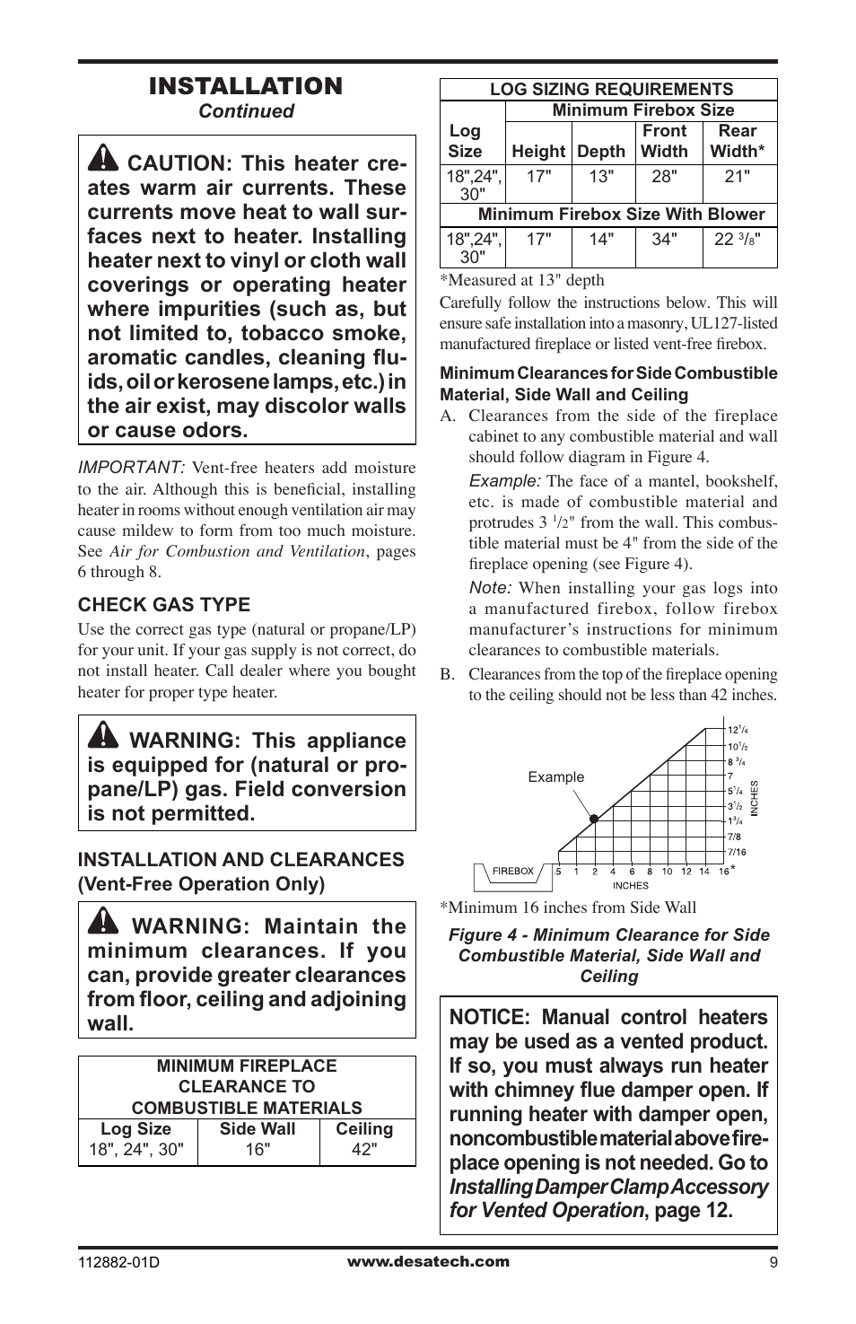 Installation | Desa VGL18NRA User Manual | Page 9 / 32