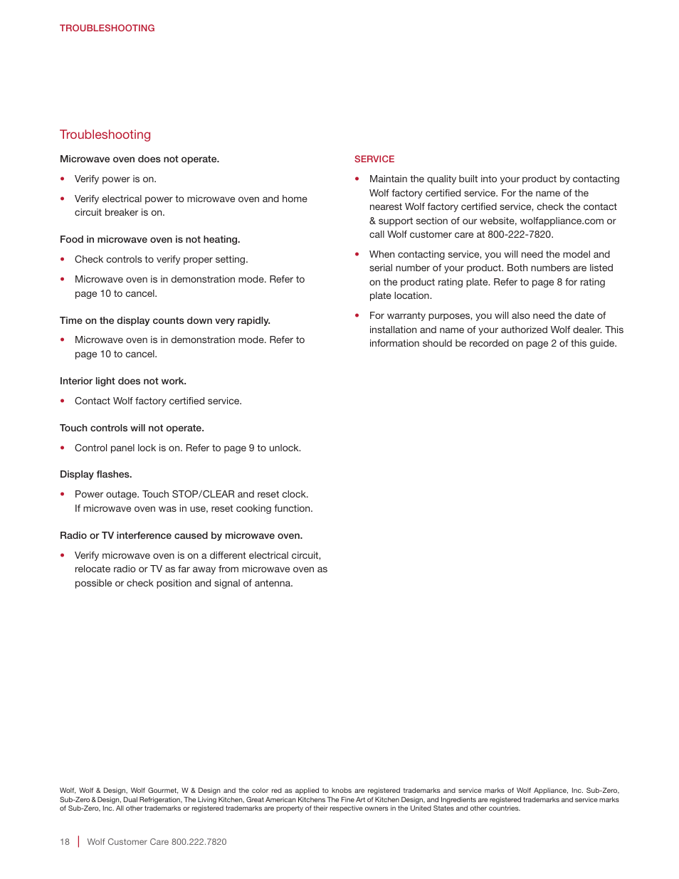 Wolf E Series 30 Inch Built-in Microwave Oven Drop Down Door Use and Care Guide User Manual | Page 18 / 56