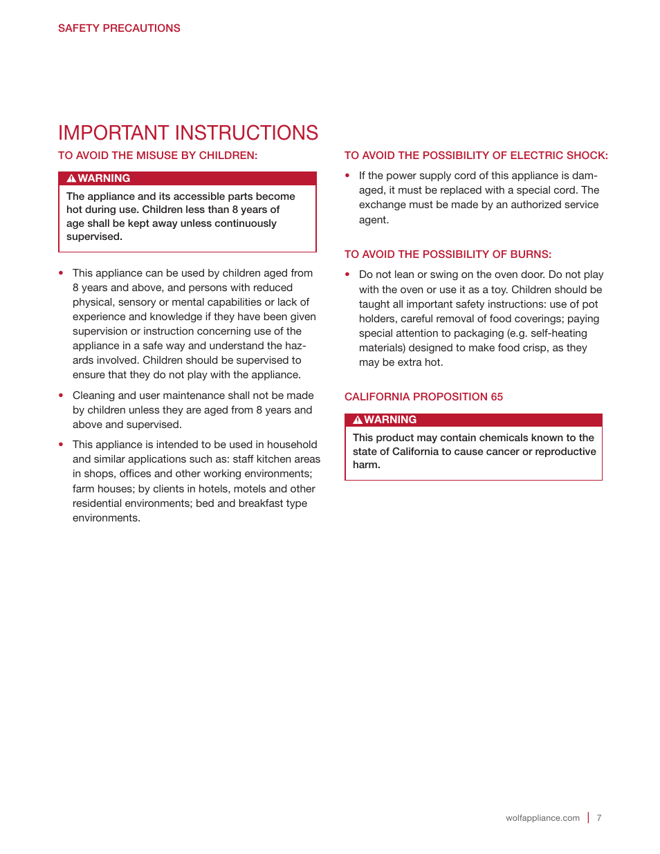 Important instructions | Wolf E Series 30 Inch Built-in Microwave Oven Drop Down Door Use and Care Guide User Manual | Page 7 / 56