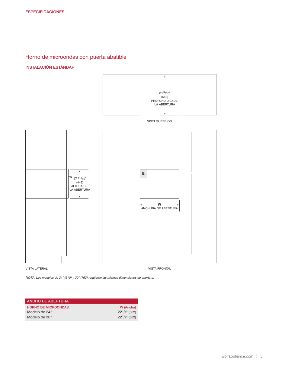 Horno de microondas con puerta abatible | Wolf E Series 30 Inch Built-in Microwave Oven Drop Down Door Installation Guide User Manual | Page 11 / 20