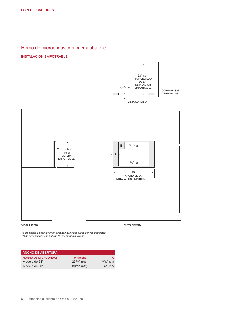 Horno de microondas con puerta abatible | Wolf E Series 30 Inch Built-in Microwave Oven Drop Down Door Installation Guide User Manual | Page 12 / 20