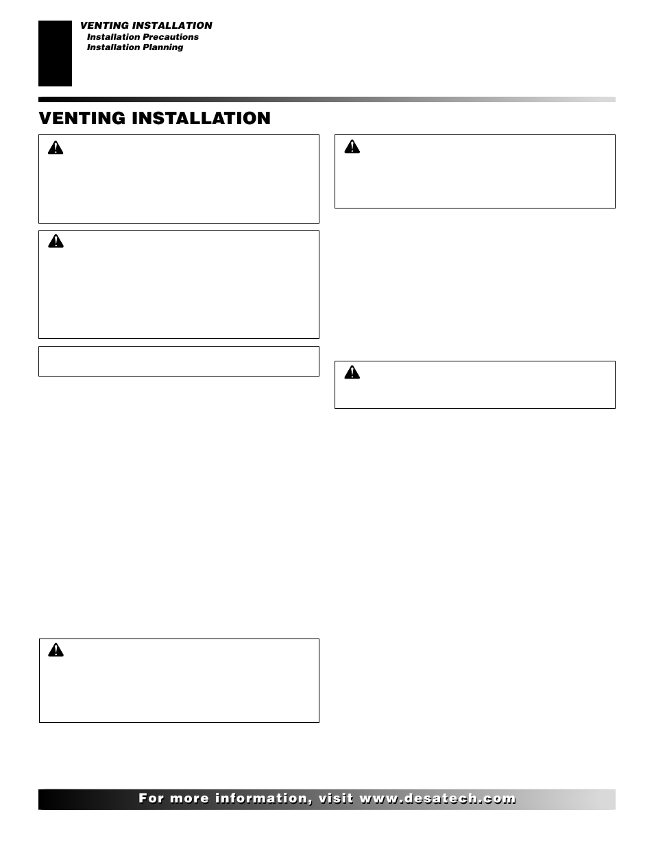 Venting installation | Desa (F)SDVBNC User Manual | Page 12 / 42