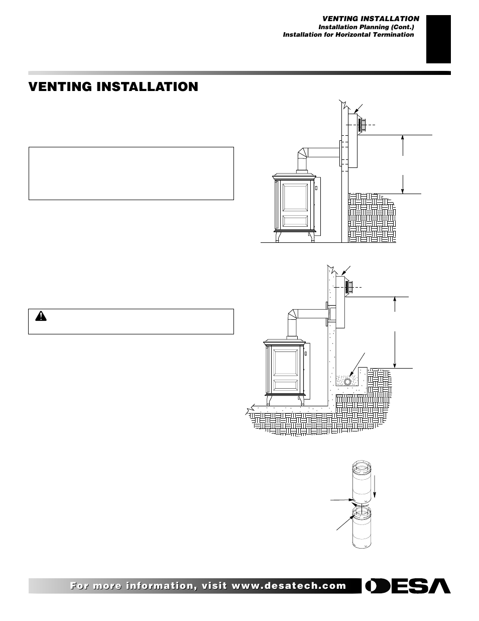 Venting installation, Continued | Desa (F)SDVBNC User Manual | Page 13 / 42