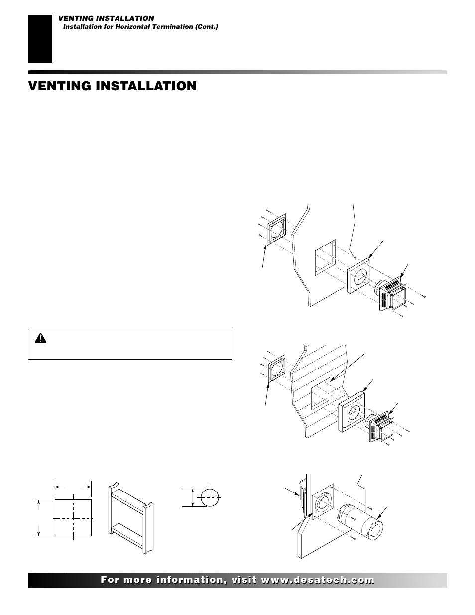 Venting installation, Continued | Desa (F)SDVBNC User Manual | Page 14 / 42