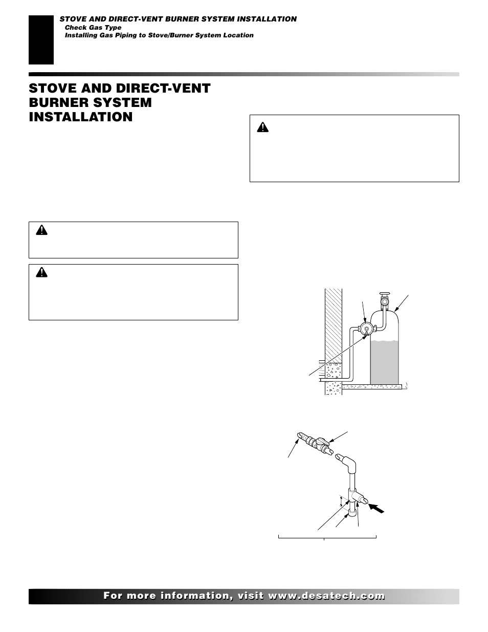 Stove and direct-vent burner system, Installation, Stove and direct-vent burner system installation | Desa (F)SDVBNC User Manual | Page 20 / 42