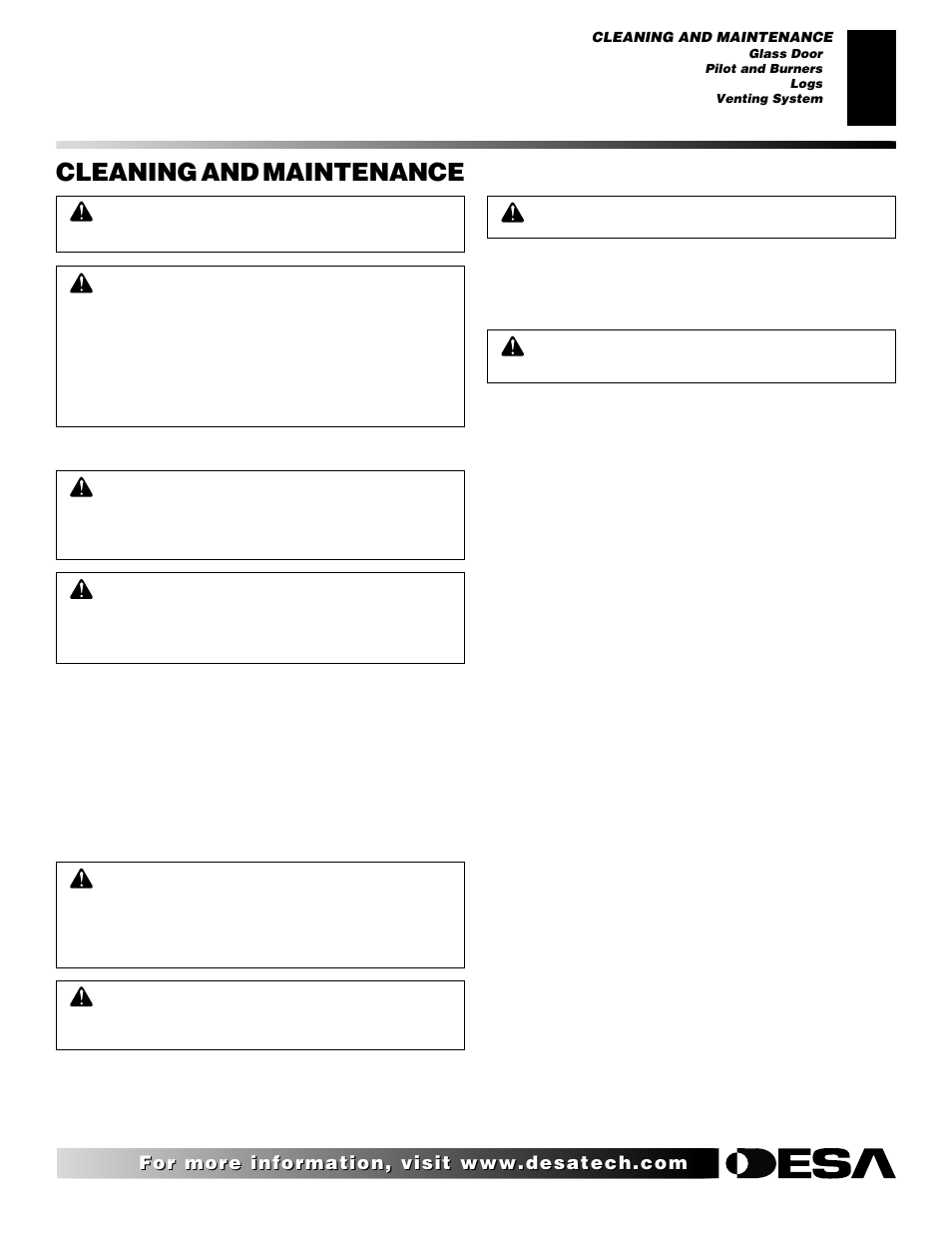 Cleaning and maintenance | Desa (F)SDVBNC User Manual | Page 29 / 42