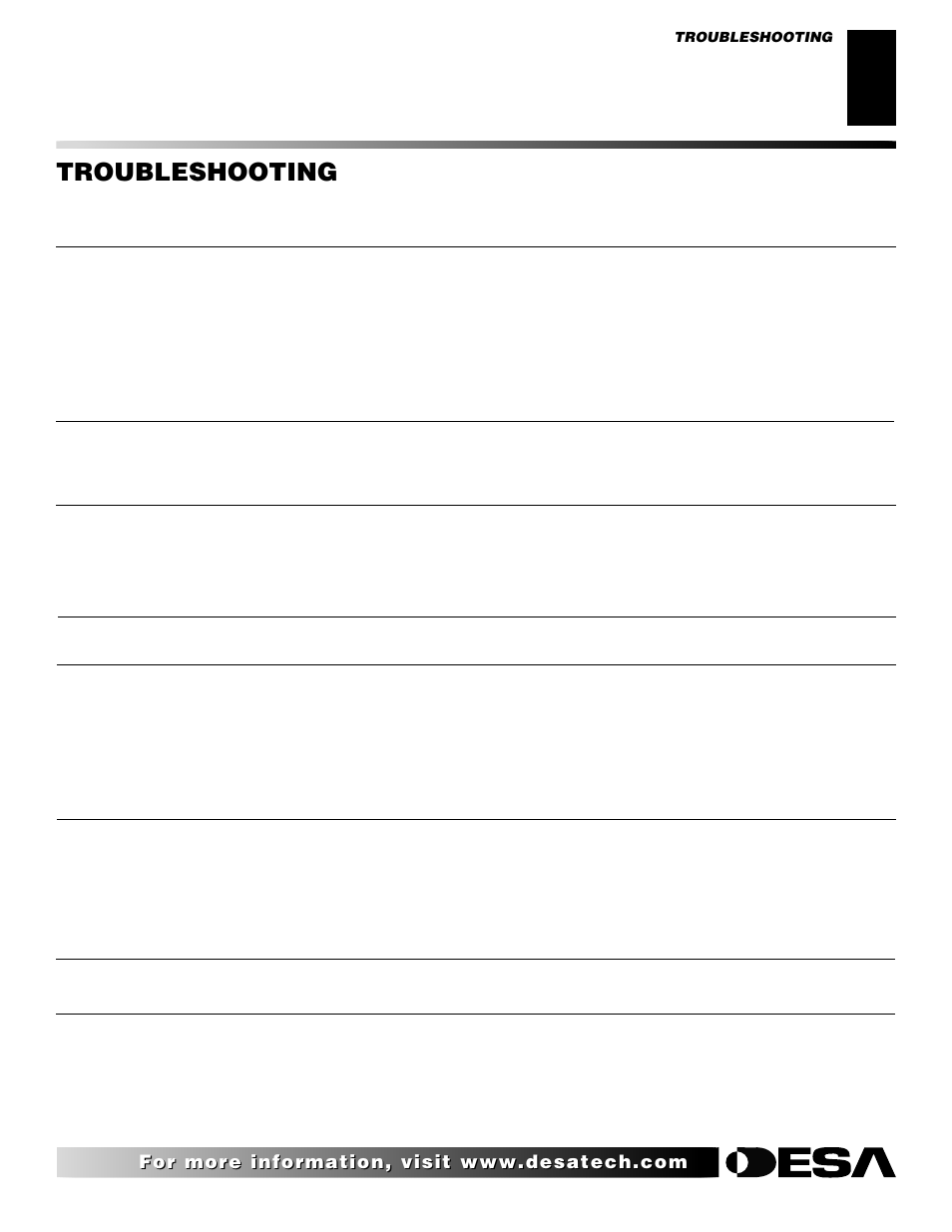 Troubleshooting, Continued | Desa (F)SDVBNC User Manual | Page 31 / 42