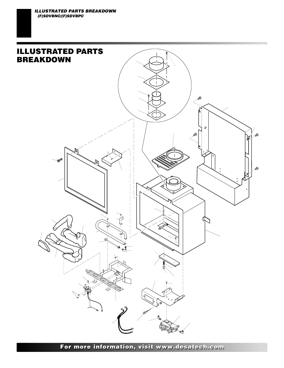 Illustrated parts breakdown and, Illustrated parts breakdown, F)sdvbnc (f)sdvbpc | Desa (F)SDVBNC User Manual | Page 36 / 42