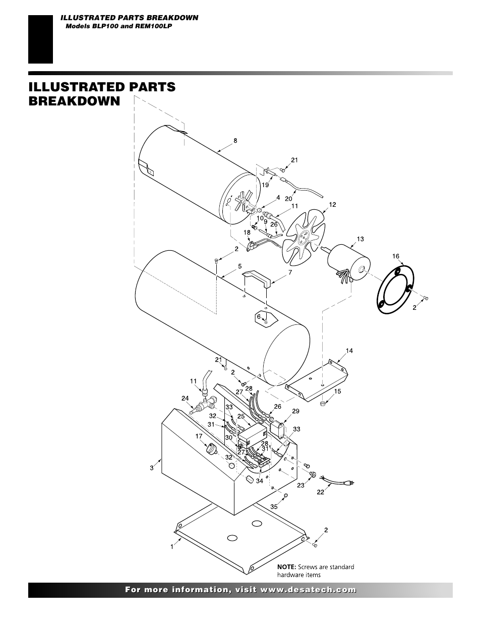 Illustrated parts breakdown | Desa BLP100 User Manual | Page 10 / 16
