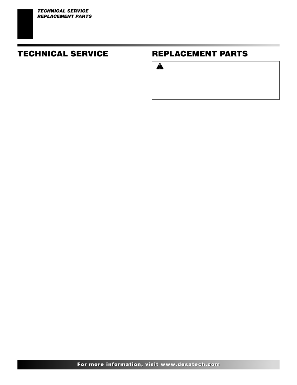 Technical service, Replacement parts | Desa BLP100 User Manual | Page 12 / 16