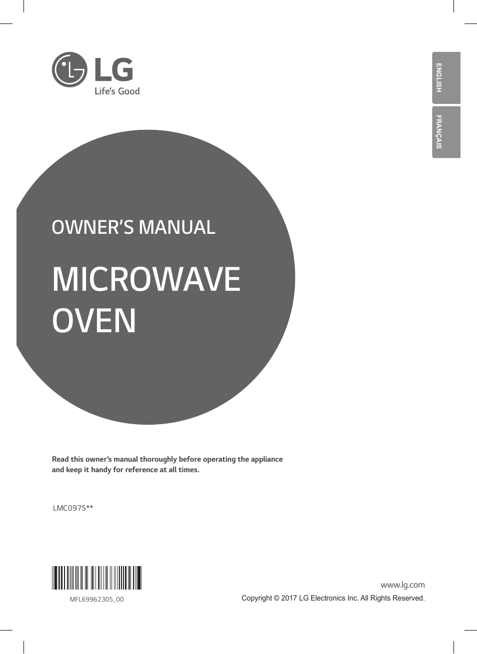 LG 0.9 cu. ft. Countertop Microwave User Manual User Manual | 60 pages