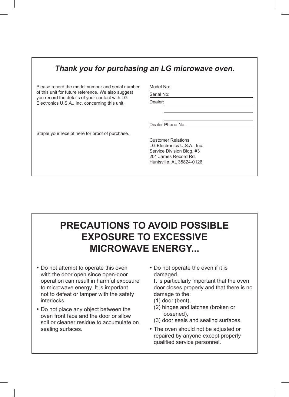 LG 0.9 cu. ft. Countertop Microwave User Manual User Manual | Page 2 / 60